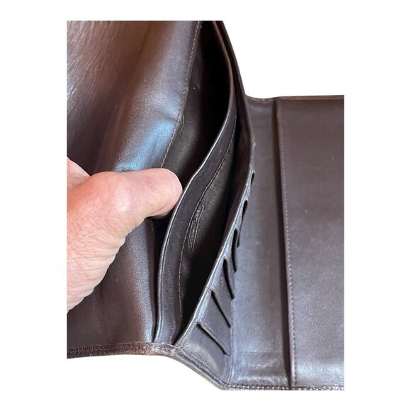 VTG Coach Signature C Brown Canvas Leather Buckle Wallet And Checkbook Holder - Picture 11 of 12